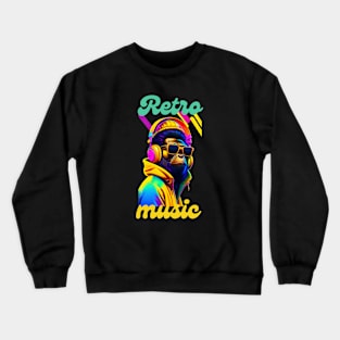 Colorful gorilla listen to music graphic design artwork Crewneck Sweatshirt